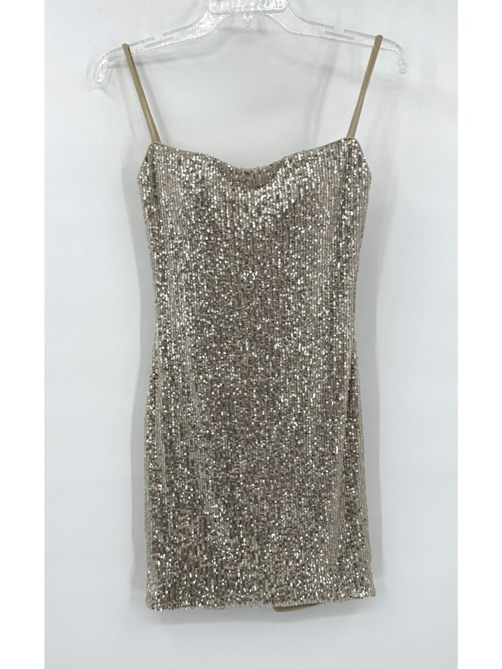 LA FEMME mini dress silver sequins 2 party girls night out vegas club bodycon - Picture 2 of 9